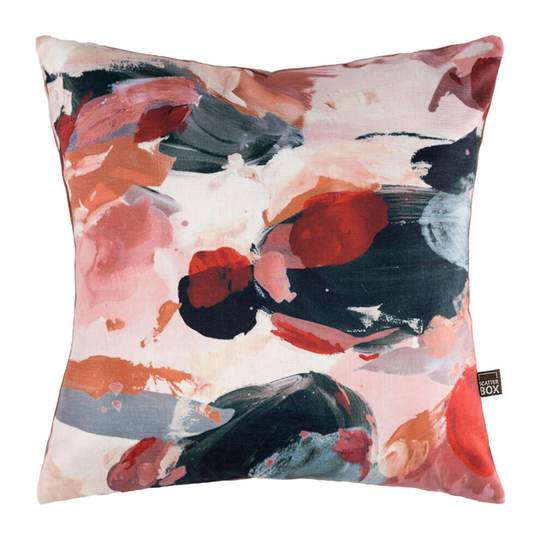 (Navy / Pink, 45 x 45 Cm) Scatter Box Jager Velvet Piped Edge Feather Filled Cushion