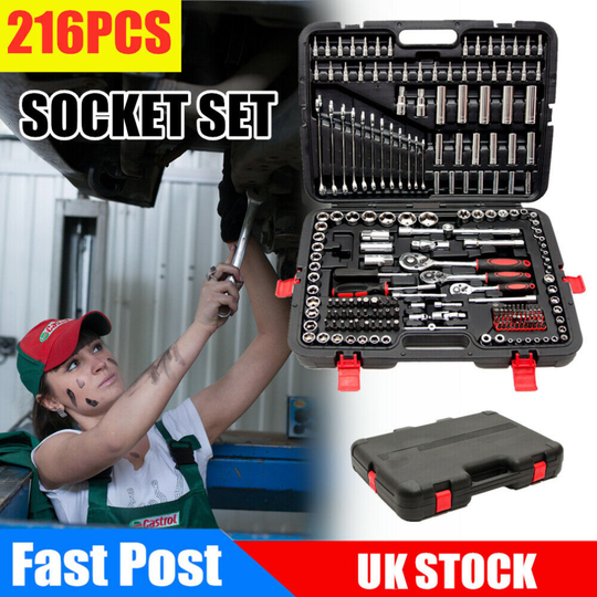 216 Pcs 1/2"1/4"3/8" Socket Set Household Car Tool Kit Home Repair Set
