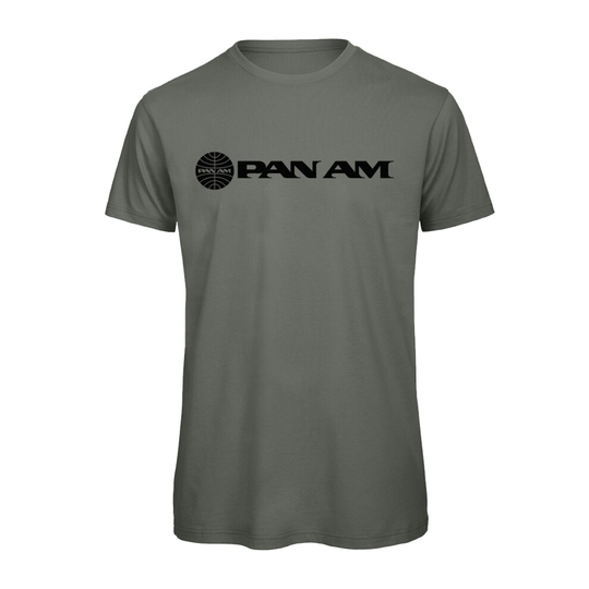 (Millennial khaki, L) Retro Pan-Am Inspired Airline Graphic 100% Organic Very High Quality T-shirt, Gift Boxed Perfect Christmas, Birthday Gift