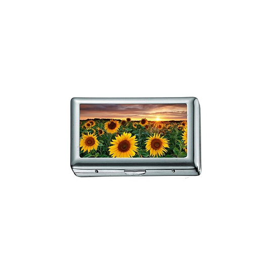 Hard Box Full Pack Cigarette Case,Magic Landscape Sunflower Garden Cigarette Case/Box,Credit Card Case for Women Men
