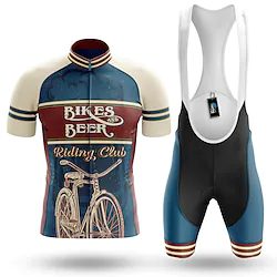 21Grams Men's Cycling Jersey with Bib Shorts Short Sleeve Mountain Bike MTB Road Bike Cycling Black Green Royal Blue Graphic Bike Clothing Suit 3D Pad Breathable Quick Dry Moisture Wicking Back Pocket Lightinthebox