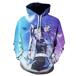 Inspired by Demon Slayer Kochou Shinobu Hoodie Cartoon Manga Anime Graphic Hoodie For Men's Women's Unisex Adults' 3D Print Poly / Cotton Lightinthebox
