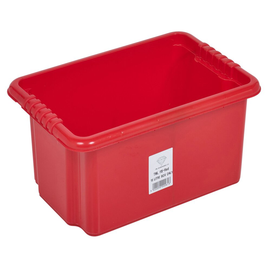(4 Red boxes, 14 Litre) Coloured Plastic Storage Box Stackable Container