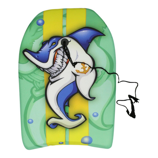 (Shark) 64cm Bodyboard Surf Board Float Body Board & Leash Plug Boogie Board