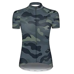 21Grams Women's Cycling Jersey Short Sleeve Bike Jersey Top with 3 Rear Pockets Mountain Bike MTB Road Bike Cycling Cycling Breathable Ultraviolet Resistant Quick Dry Camouflage Patchwork Camo Lightinthebox