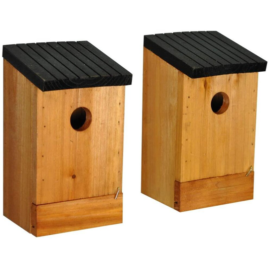 Set of 2 x Traditional Wooden Birds Nest Box