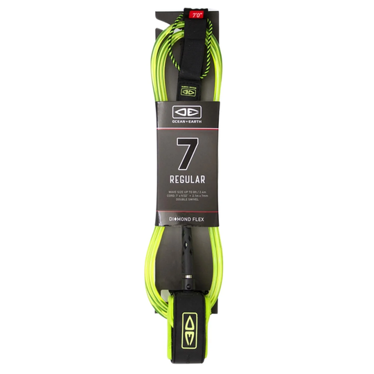 Ocean And Earth 7ft Regular Leash - Lime
