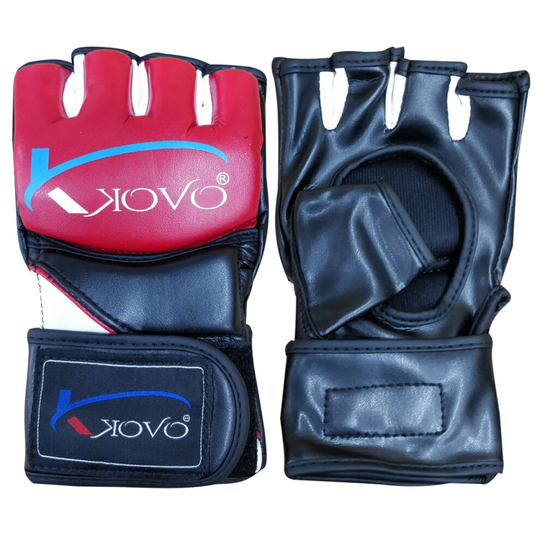 (Large) Kovo Rex Leather MMA Boxing Gel Gloves Red