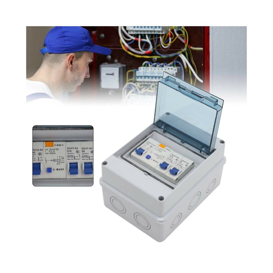 2 Way Unit Enclosure Fuse Box C16 30mA RCD MCB Fuse Box