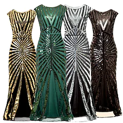 The Great Gatsby Roaring 20s 1920s Cocktail Dress Vintage Dress Flapper Dress Dress Party Costume Prom Dress Prom Dresses Women's Adults' Costume Vintage Cosplay Party Masquerade Sleeveless V Neck Lightinthebox