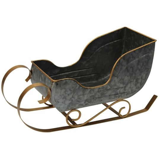 39cm Retro Gold Sleigh Planter Plant Pot Window Box Herbs & Plants Zinc Bowl