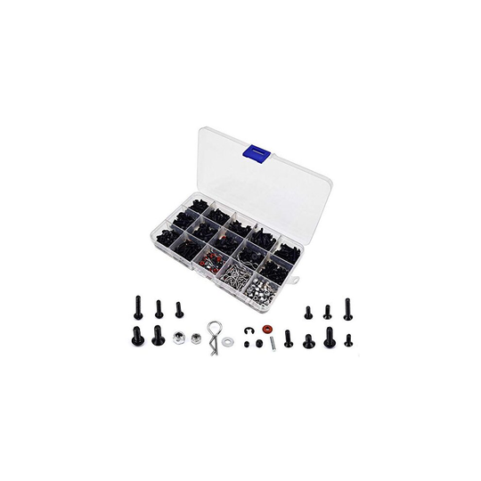 500pcs RC Car Screws Kits M3/M4/E Buckle/Shell Buckle/Screw Nuts/Hex Screws/Plugs RC Repair Tool Kit for HSP/Wltoys/Traxxa Scale RC Cars