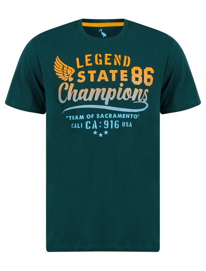T-Shirts State Champs Motif Cotton Jersey T-Shirt in Ponderosa Pine - South Shore / S - Tokyo Laundry