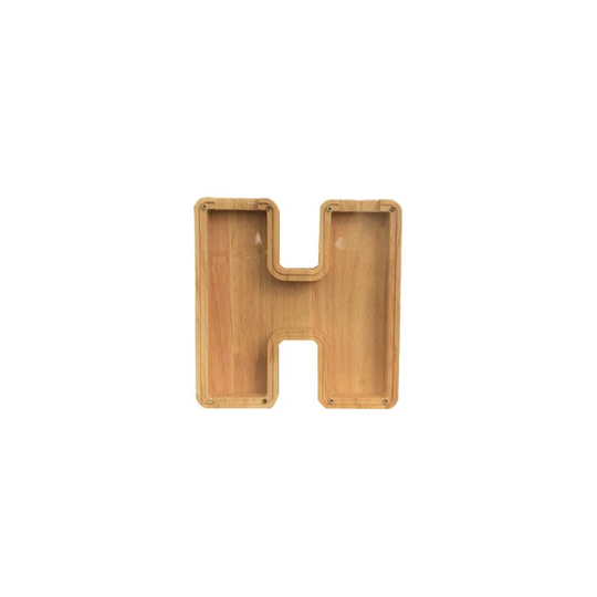 (H) Wooden Letter Piggy Bank English Alphabet Coin Money Storage Boxes Xmas Gifts Birthday Gifts
