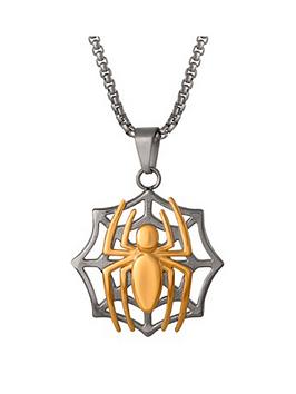 Disney Marvel Spiderman Stainless Steel And Gold Coloured Pendant And Box Chain