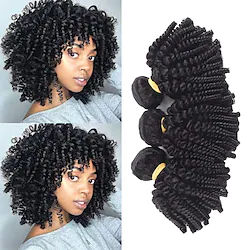 Brazilian Virgin Hair Kinky Curly 3 Bundles Natural Black 100% Unprocessed Brazilian Hair Bundles Weave Weft 95-100g/bundle Brazilian Kinky Curly Remy Human Hair Extenions Lightinthebox