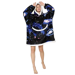 Adults' Oversized Hoodie Blanket Wearable Blanket With Pocket Milk Cow Leopard Character Onesie Pajamas Flannel Cosplay For Men and Women Carnival Animal Sleepwear Cartoon Festival / Holiday Costumes Lightinthebox