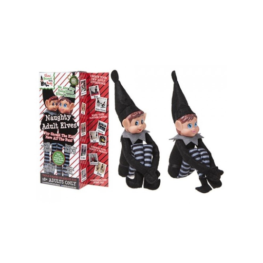 12 2pack Adult Vinyl Head Elf In Black Clothes In Box 2 Asst - Set 2 Novelty - set 2 novelty naughty adult mischievous christmas elf sit shelf boy