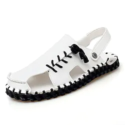Men's Sandals Crochet Printed Oxfords Flat Sandals Hand Stitching Sporty Casual Roman Shoes Outdoor Daily Water Shoes Walking Shoes Nappa Leather Cowhide Breathable Handmade Non-slipping Booties Lightinthebox