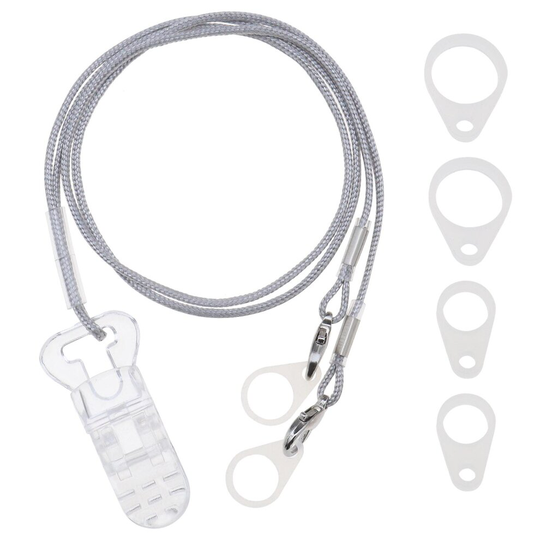 Hearing Aid Clip Anti-Lost Lanyard Safety Retainer for Adults Kids with Box Grey