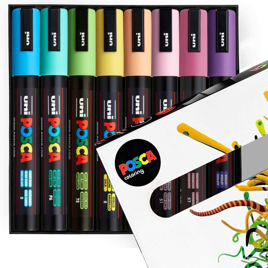 POSCA PC-5M Paint Marker Art Pens - 1.8-2.5mm - Spring Tones - 8 Pens in Gift Box