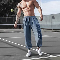 Men's Joggers Sweatpants Pocket Beam Foot High Waist Bottoms Outdoor Athleisure Winter Breathable Soft Running Walking Jogging Sportswear Activewear Light Grey Blue / Stretchy Lightinthebox