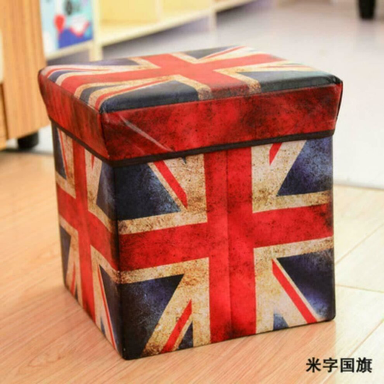 (UNION JACK ) Ottoman Seat Stool Storage Boxes Chair Bench Lid