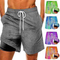 Men's Swim Trunks Swim Shorts Quick Dry Board Shorts Bathing Suit Compression Liner with Pockets Drawstring Swimming Surfing Beach Water Sports Tie Dye Summer / Stretchy Lightinthebox