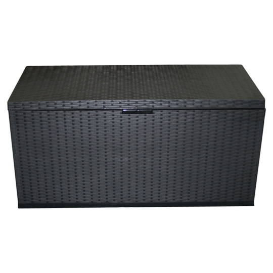 350L Garden Storage Box | Black Plastic Storage Crate with Hinged Lids