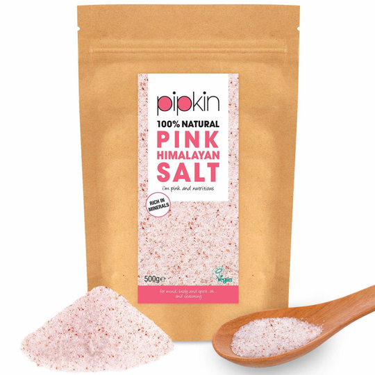 Pipkin Natural Rose Pink Himalayan Salt 500g, Fine Grade 0.3-1mm Size, Premium Gourmet Food Grade A, Pure Unrefined Hand Harvested Mineral Rock...