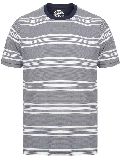T-Shirts Nissi Cotton Striped Crew Neck T-Shirt In Mood Indigo - South Shore / S - Tokyo Laundry