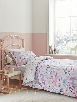 Bianca Fine Linens Woodland Unicorn and Stars Cotton Duvet Cover Set - White, Pink, Size Single