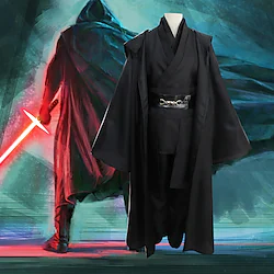 Obi-Wan Kenobi Jedi Knight Cosplay Costume Outfits Costume Men's Movie Cosplay Cosplay Accessory Set Brown Coffee Top Pants Cloak Carnival Masquerade Polyester / Cotton / Waist Belt / Waist Belt Lightinthebox