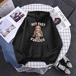 Inspired by Animal Pew Pew Madafakas Sloth Hoodie Cartoon Manga Anime Front Pocket Graphic Hoodie For Men's Women's Unisex Adults' Hot Stamping 100% Polyester Casual Daily Lightinthebox