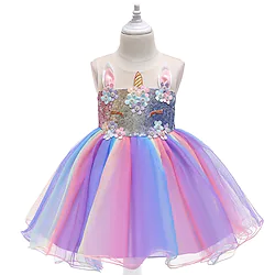 Fairytale Princess Unicorn Flower Girl Dress Tulle Dresses Tutus Girls' Movie Cosplay Cosplay Halloween Purple Dress Halloween Carnival Masquerade Polyester Lightinthebox