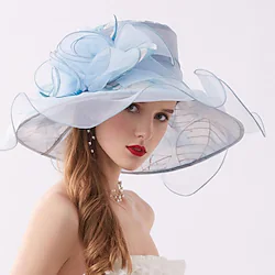 Hats Headwear Tulle Organza Bucket Hat Straw Hat Sun Hat Wedding Outdoor Fashion With Bowknot Headpiece Headwear Lightinthebox