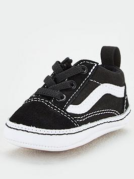 Vans Old Skool Crib Unisex Trainers-Black/White, Black/White, Size 3