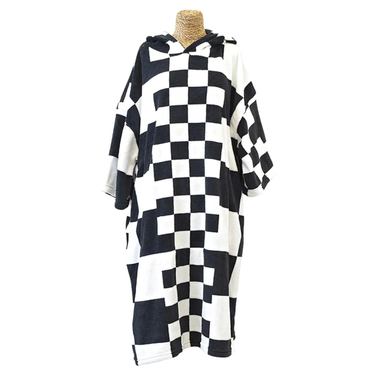 TLS Tools Adult Microfiber Poncho Beach Robe - Checkers