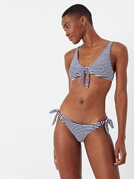 Accessorize Nautical Stripe Bunny Tie Bikini Top - Navy, Navy, Size 16, Women