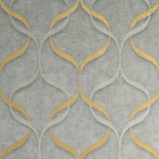 Fine Decor Vymura Milano 9 Wave Grey Mustard Wallpaper M95630