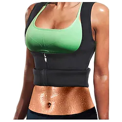 Sweat Vest Sweat Shaper Sauna Vest 1 pcs Sports Neoprene Yoga Gym Workout Exercise Fitness Zipper Compression Stretchy Weight Loss Tummy Fat Burner Abdominal Toning For Abdomen Belly Lightinthebox