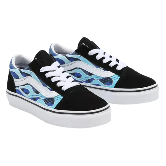 Vans Old Skool Kids Skate Shoes - (Camo Flame) Blue/Ice Camo