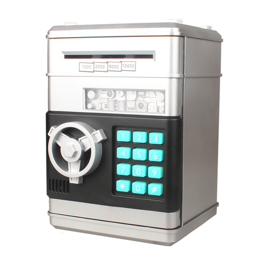 (silver) Money Box for Kids Ages 3-12,Electronic ATM Money Safe for Kids Money Bank Piggy Bank for Boys Girls ATM Password Money Safe Savings Money Bo