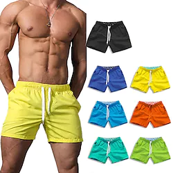 Men's Swim Trunks Swim Shorts Quick Dry Board Shorts Bathing Suit with Pockets Drawstring Swimming Surfing Beach Water Sports Solid Colored Summer / Micro-elastic Lightinthebox