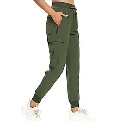 Women's Joggers Cargo Pants Drawstring Zipper Pocket Bottoms Athletic Athleisure Breathable Quick Dry Soft Fitness Running Jogging Sportswear Activewear Solid Colored Black Dark Navy Green Lightinthebox