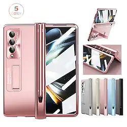 Phone Case For Samsung Galaxy Full Body Case with S Pen Magnetic Adsorption Z Fold 4 Z Fold 3 and Screen Protector Full Body Protective Camera Lens Protector Solid Colored Tempered Glass PC Metal Lightinthebox