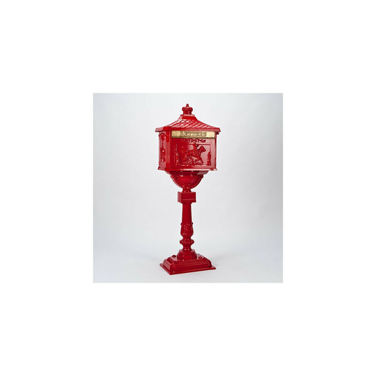 (Red) Post Mail Letter Box Freestanding Victorian Style