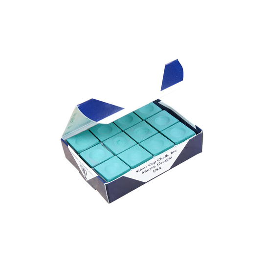 Silver Cup Billiard/Pool Cue Chalk Box, Green, 12 Cubes