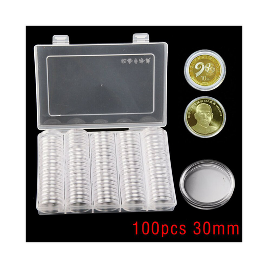 30mm Coin Storage Box Capsules Holder Applied Clear Plastic Storage