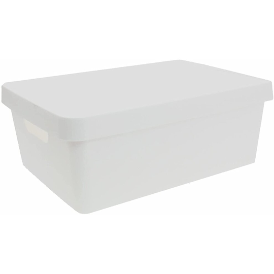 (White, 11 Ltr) Home Rectangular Plastic Storage Box with Lid
